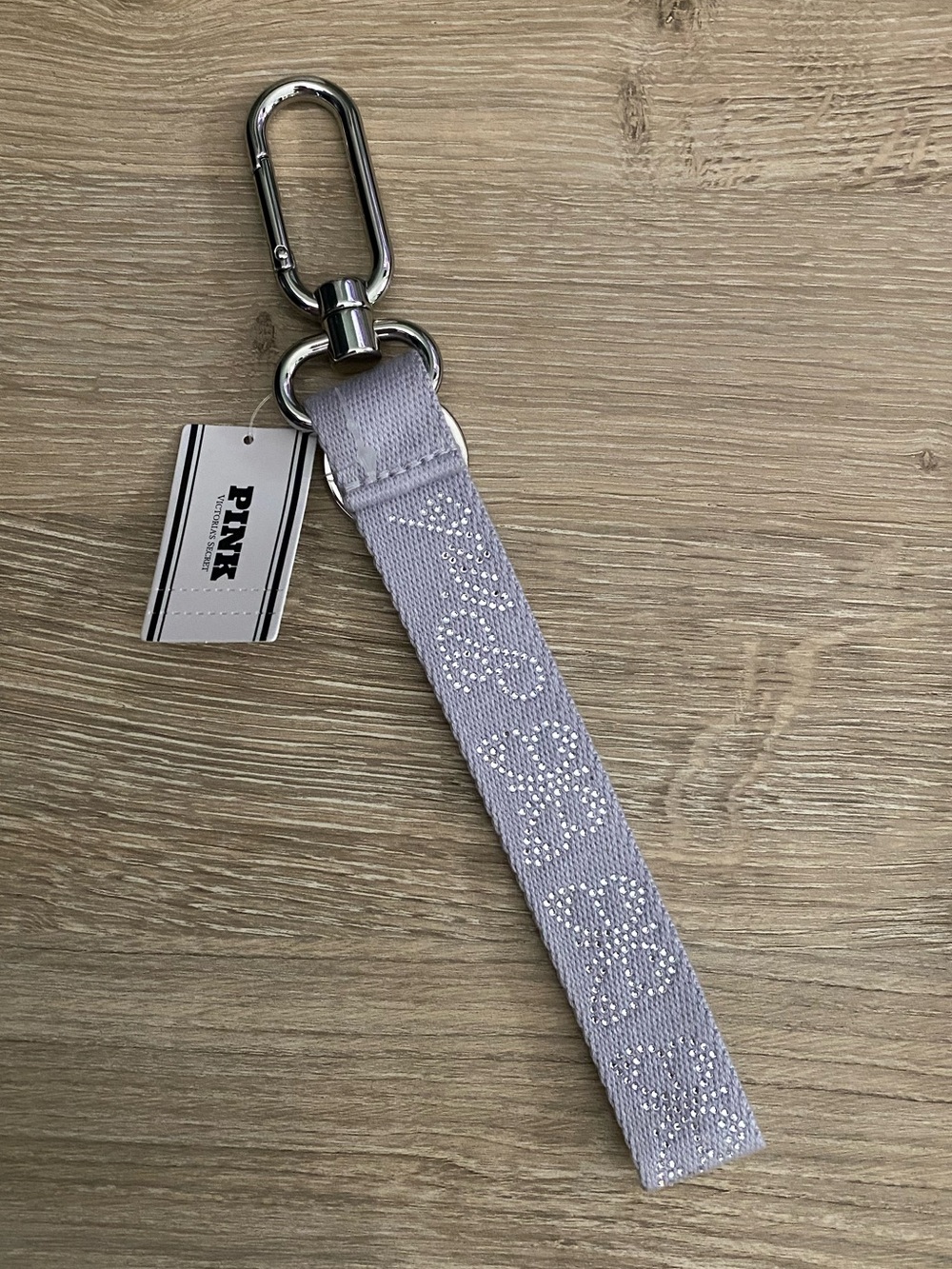 PINK Victoria's Secret Lavender Sparkle Wristlet Key & Card Holder